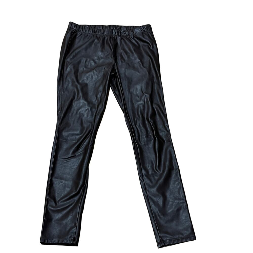 Uniqlo Faux Leather Pull On Pants Women's Medium Brown Drawstring Elastic Waist